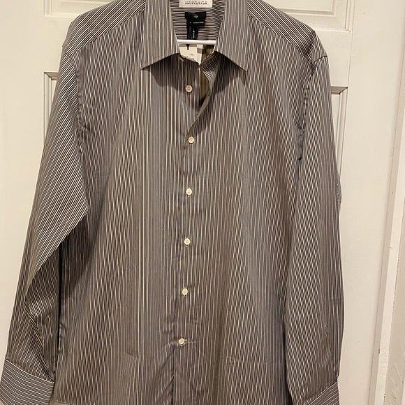 Versace Black and White Dress Shirt with Stripes 17.5   /44 - Picture 1 of 12